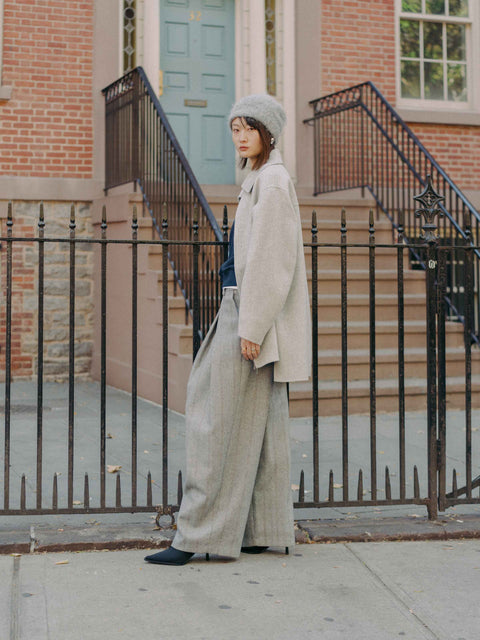 Sky Gray Vicuna Blended Coat