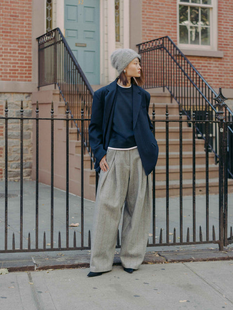 Hayes Herringbone Tweed Wide Leg Pants