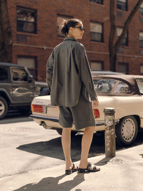 CZ25029 Dark Gray Knee-Length Shorts