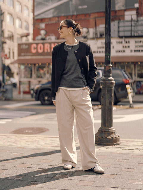 Sora Two tone Wool Blend Knit Top Grey