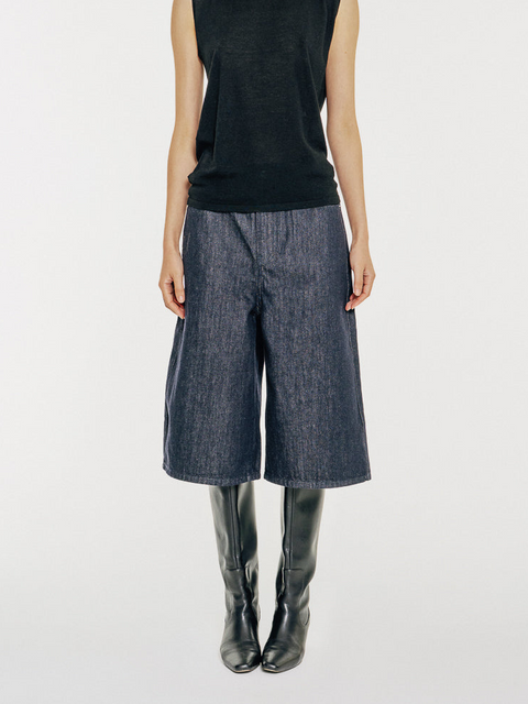 LT25112 Wide-Leg Denim Culottes