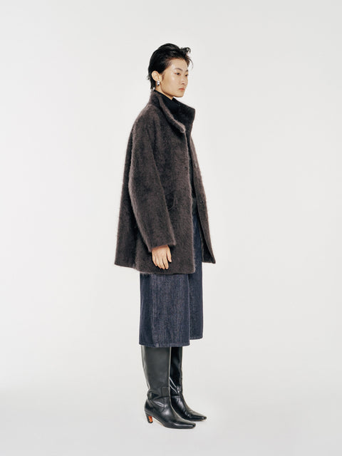 Arden Brushed Wool-Cashmere Coat Charcoal