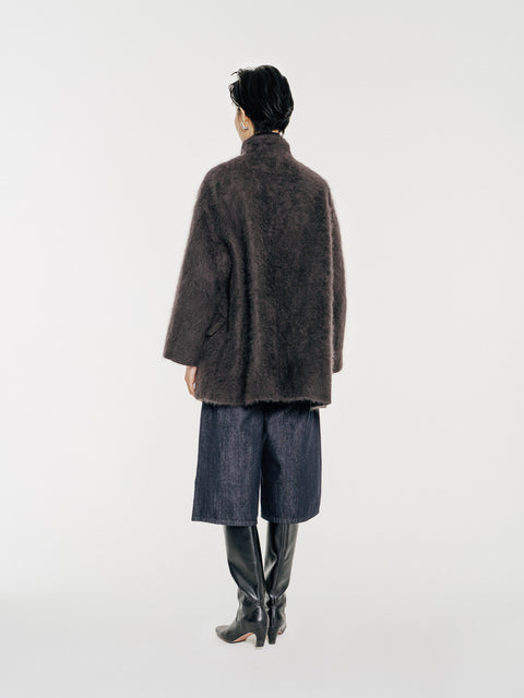 Arden Brushed Wool-Cashmere Coat Charcoal
