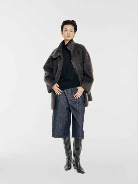 Arden Brushed Wool-Cashmere Coat Charcoal