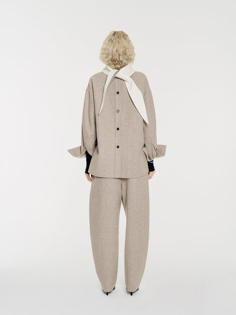 August Back-Button Wool Shirt Jacket