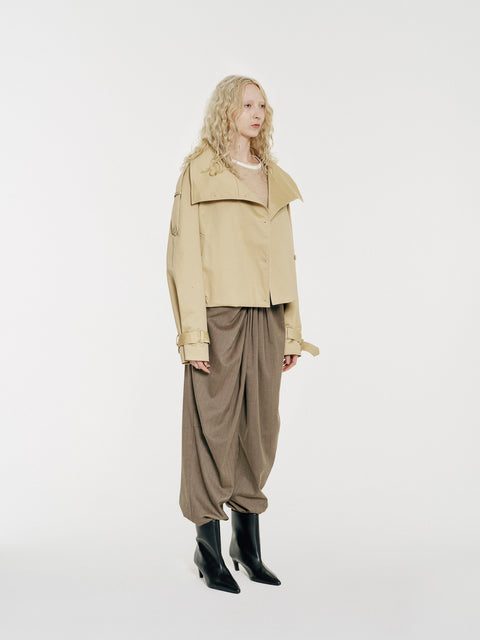 Lennon High-Collar Cotton Twill Trench Jacket