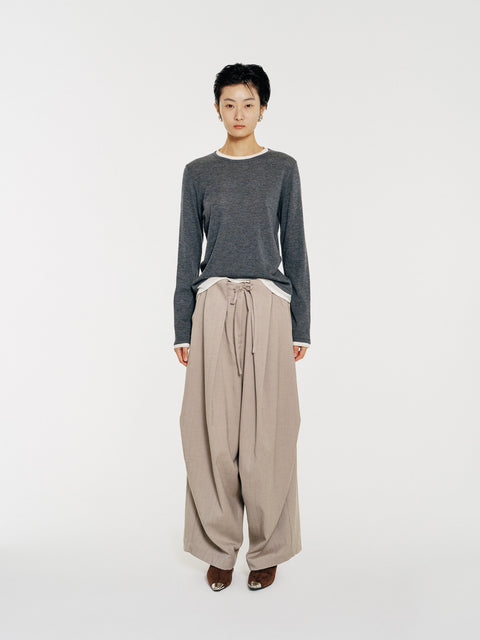Tate Wool-Blended Barrel Pleated Pants