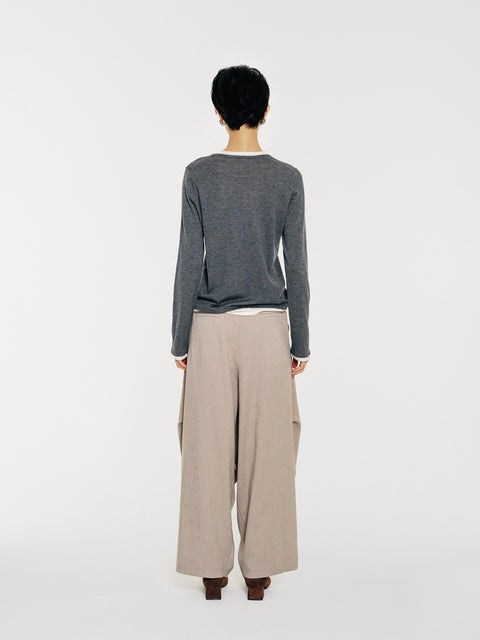 Tate Wool-Blended Barrel Pleated Pants
