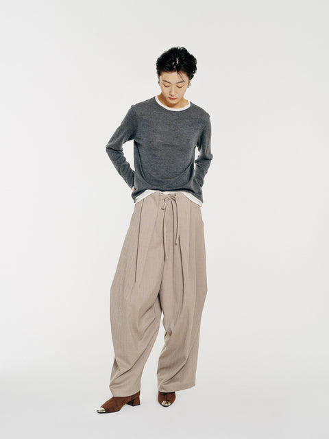 Tate Wool-Blended Barrel Pleated Pants