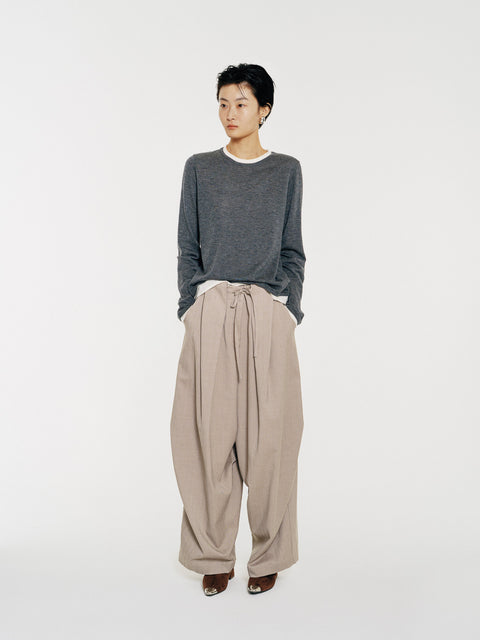 Tate Wool-Blended Barrel Pleated Pants