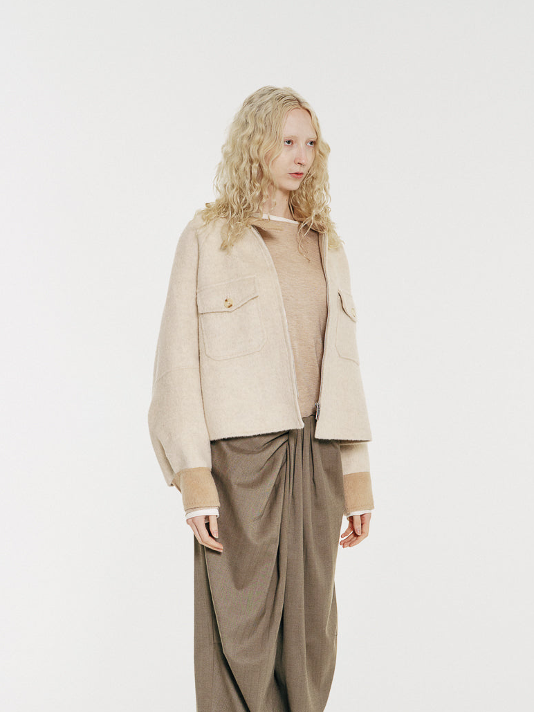 最終★CLASSIC MINIMAL TAILORED JACKET ベージュS San Francisco Zipper Jacket – Mute by JL