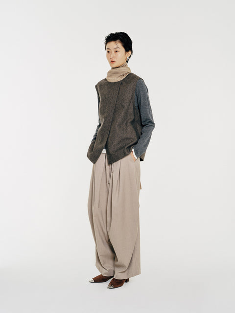 August Wool Vest with Scarf Dark Brown