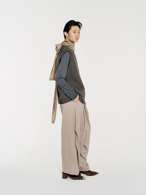 August Wool Vest with Scarf Dark Brown