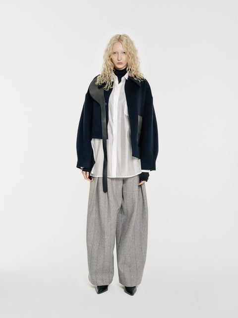 GV Vegan Leather Detailed Jacket Noir Navy