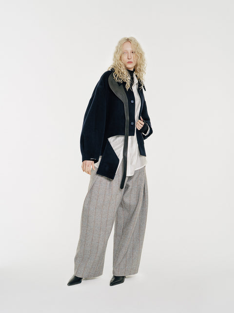 GV Vegan Leather Detailed Jacket Noir Navy