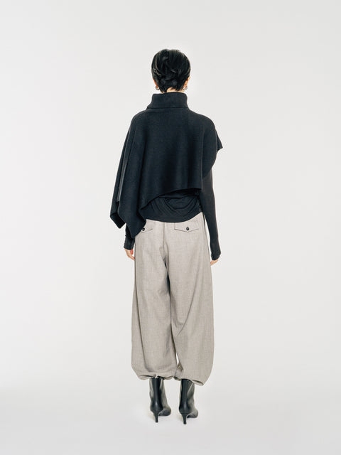 CZ25056 Asymmetrical Rib-Knit Merino Wool Neck Warmer