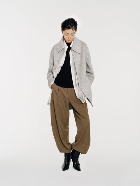 Sky Gray Vicuna Blended Coat