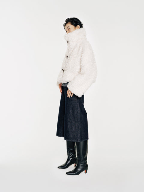 Anbo Shearling Faux-Fur Cropped Jacket
