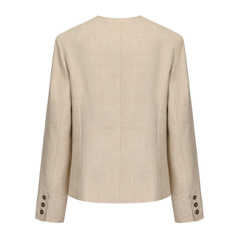 CZ25008 Beige Textured Classic Box Jacket