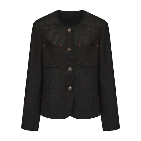 CZ25007 Black Textured Classic Box Jacket