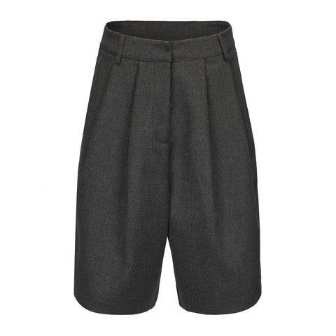 CZ25029 Dark Gray Knee-Length Shorts