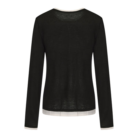 Sora Two tone Wool Blend Knit Top Black