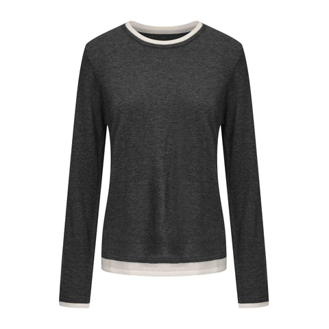 Sora Two tone Wool Blend Knit Top Grey