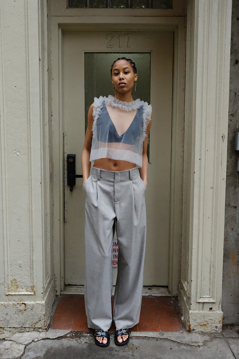 CZ25040 Gray Wide-Leg Tailored Pants