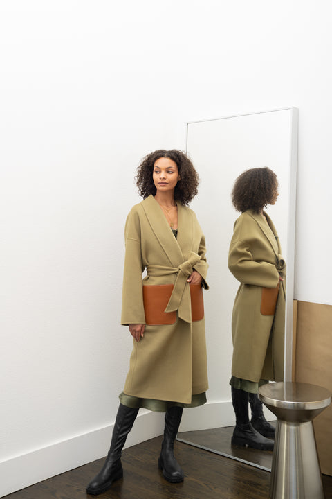 JL065B Hourglass Belted Coat - Cashmere