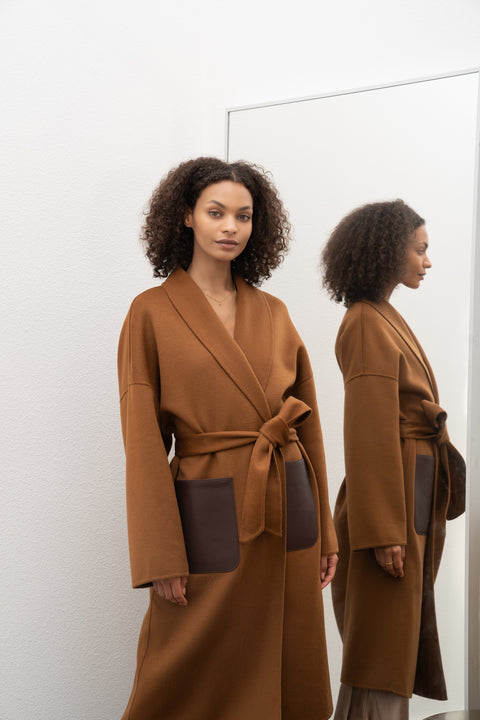 JL065A Hourglass Belted Coat - Cashmere