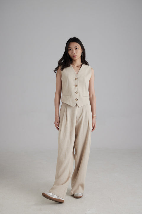 TR2418 Aria Cotton-linen Wide-leg Pants