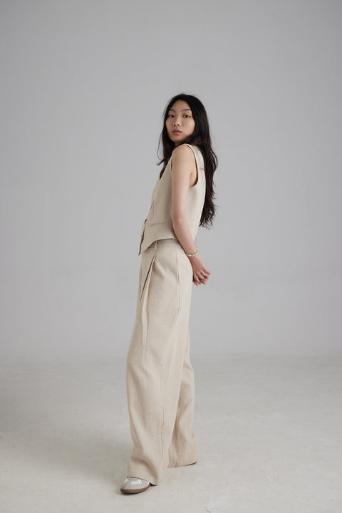 TR2418 Aria Cotton-linen Wide-leg Pants