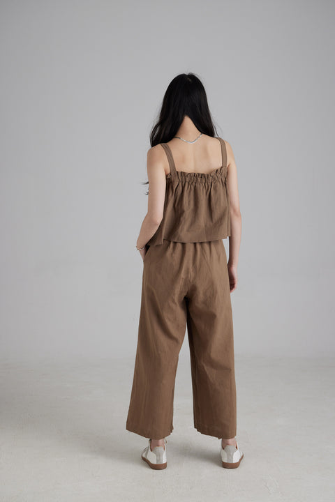 TR2413B Ramie Cotton Pants- Khaki