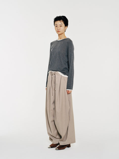 Tate Wool-Blended Barrel Pleated Pants