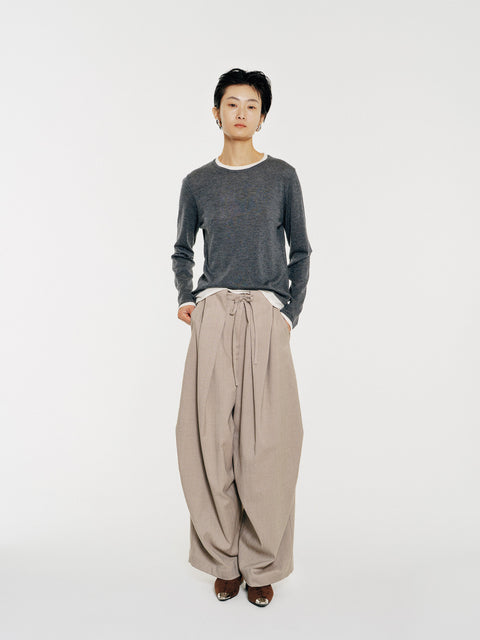 Tate Wool-Blended Barrel Pleated Pants