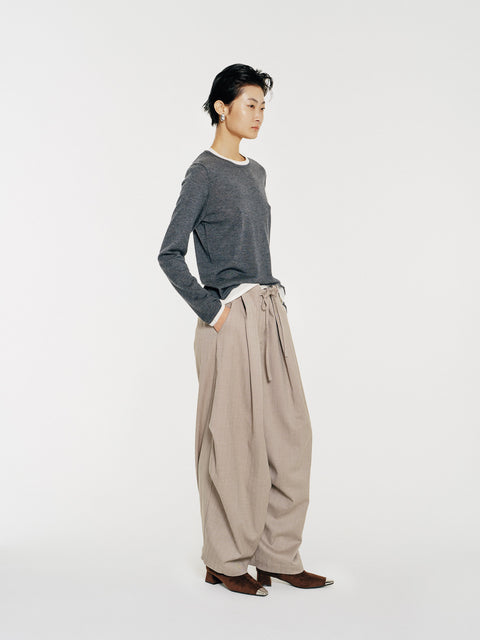 Tate Wool-Blended Barrel Pleated Pants