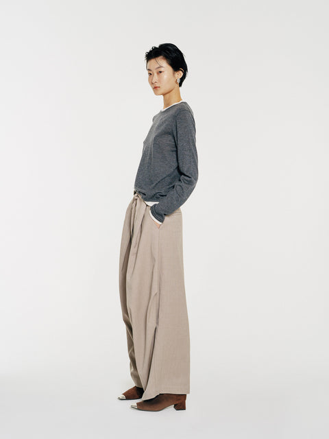 Tate Wool-Blended Barrel Pleated Pants