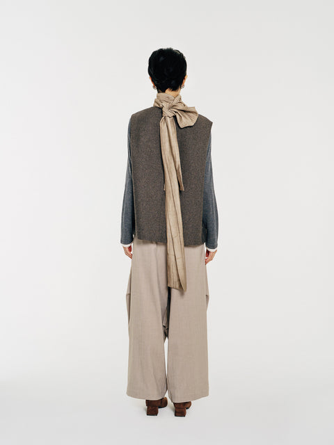 August Wool Vest with Scarf Dark Brown