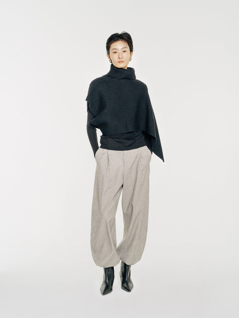 CZ25056 Asymmetrical Rib-Knit Merino Wool Neck Warmer