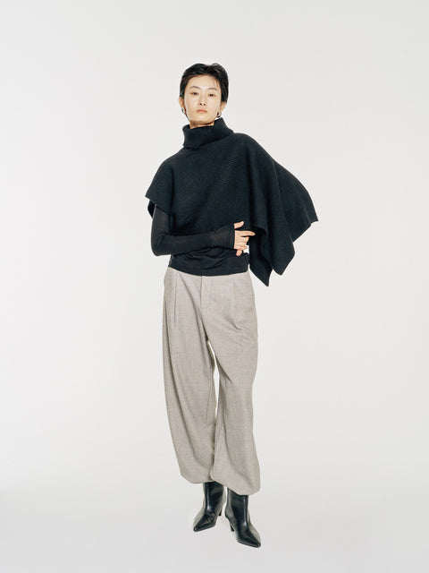 CZ25056 Asymmetrical Rib-Knit Merino Wool Neck Warmer