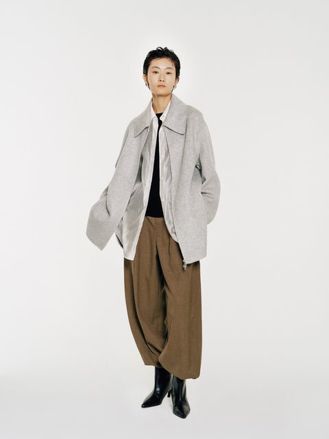 Sky Gray Vicuna Blended Coat