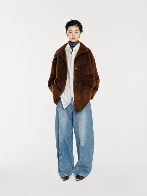 Arden Brushed Wool-Cashmere Coat Brown