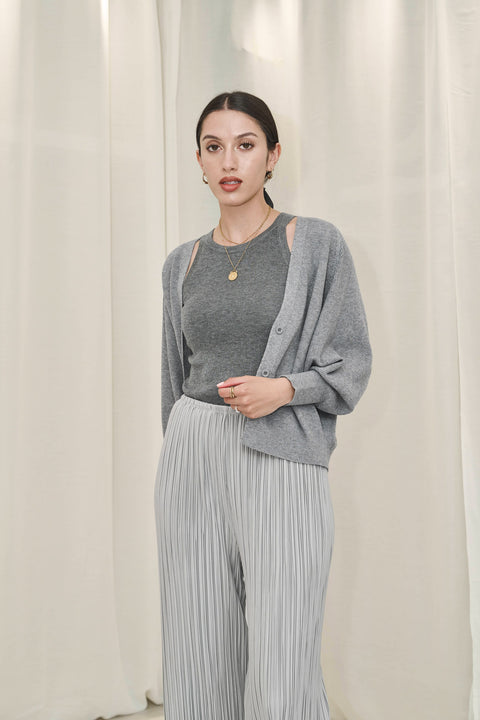 ST-5032 Cotton Wool Blended Cardigan Gray