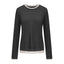 Sora Two tone Wool Blend Knit Top Grey