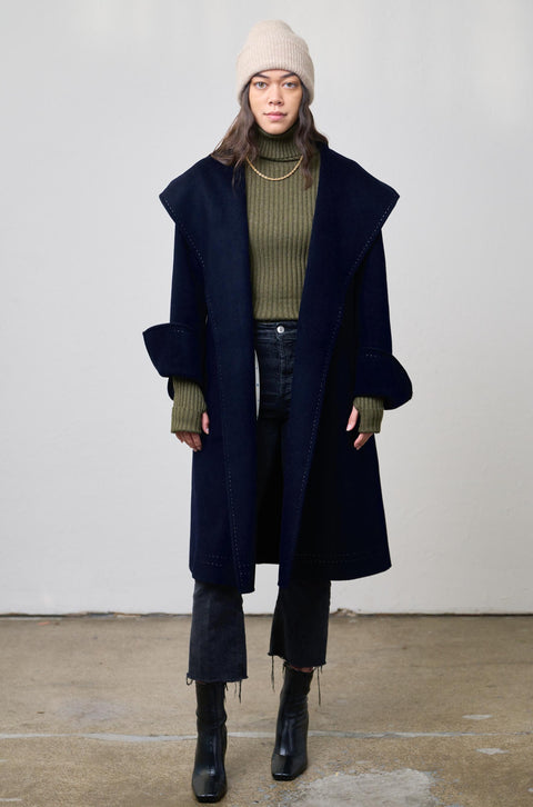 JL079 Oversize Belted Coat in Cashmere and Silk