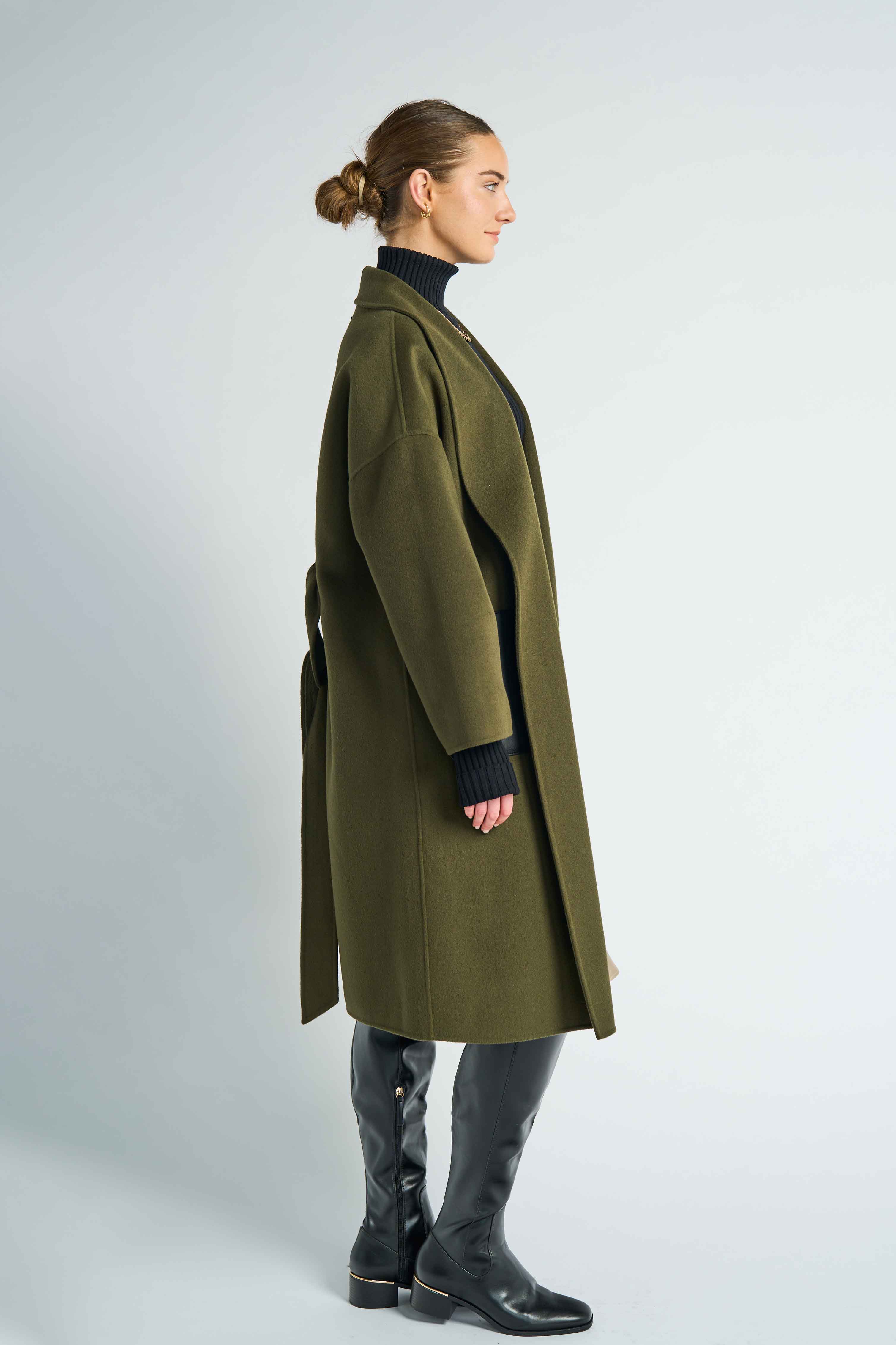 JL065D Hourglass Cashmere Belted Coat - Olive – Mute by JL