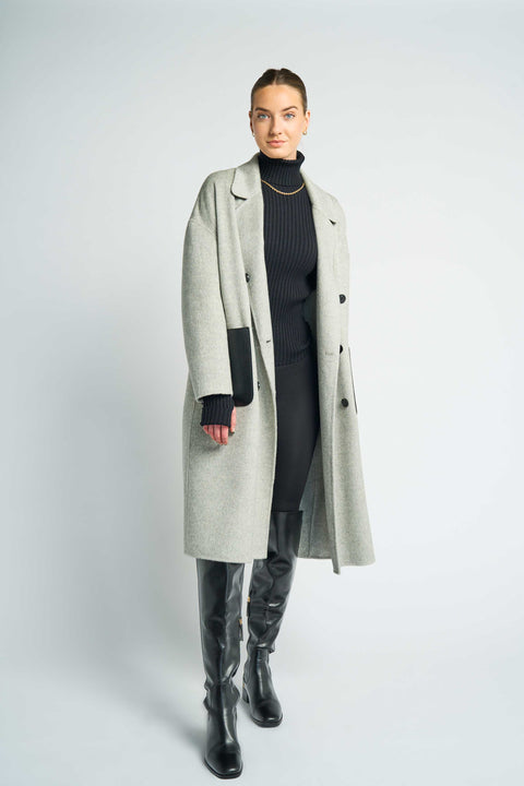 JL107A Marie Vicuña blended oversized coat - Light Gray